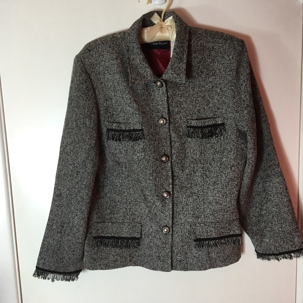Melissa Harper womens fringe gray jacket, size 10